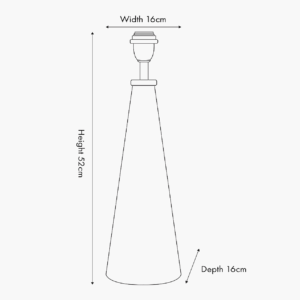 Beetlejuice Black and White Striped Conical Lamp - dimensions