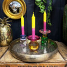 Love Frankie glass jewel candle holder in amber and pink