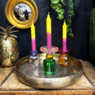 Love Frankie glass jewel candle holder in emerald and blush