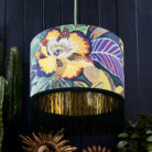 Swallowtail Velvet lampshade, gold lining and fringing