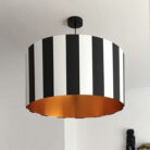 Beetlejuice Black and White Striped Lampshade With Copper Foil Lining
