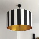 Beetlejuice Black and White Striped Lampshade With Gold Foil Lining