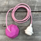 Pink & White Zig Zag ES27 Flex and Fitting Set with Bakerlite Bulb Holder