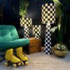 Handmade Checkerboard Velvet lamps in Liquorice Black and white checkerboard lamps. 3 Sizes available