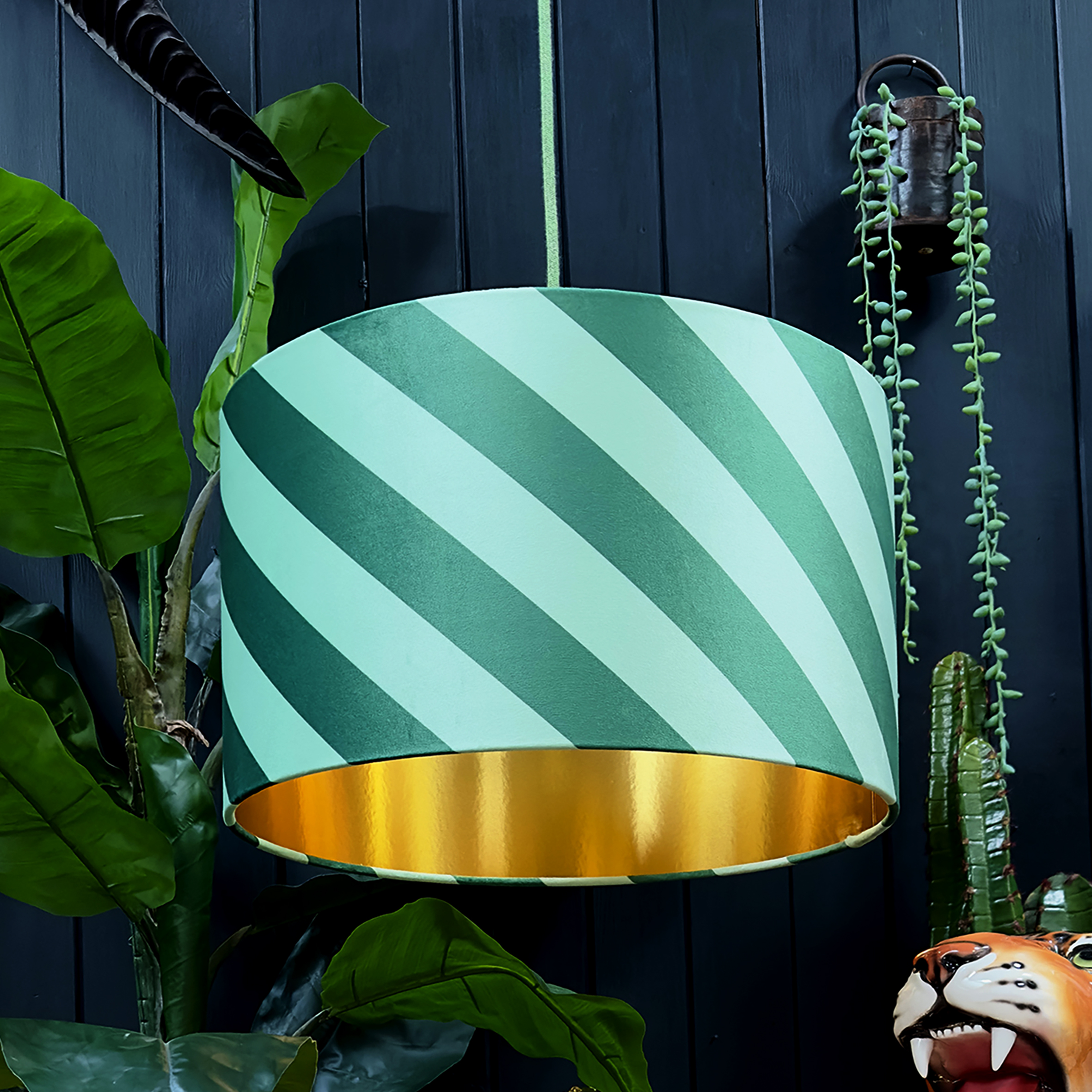 love frankie Helter skelter lampshade in apple sours with gold lining