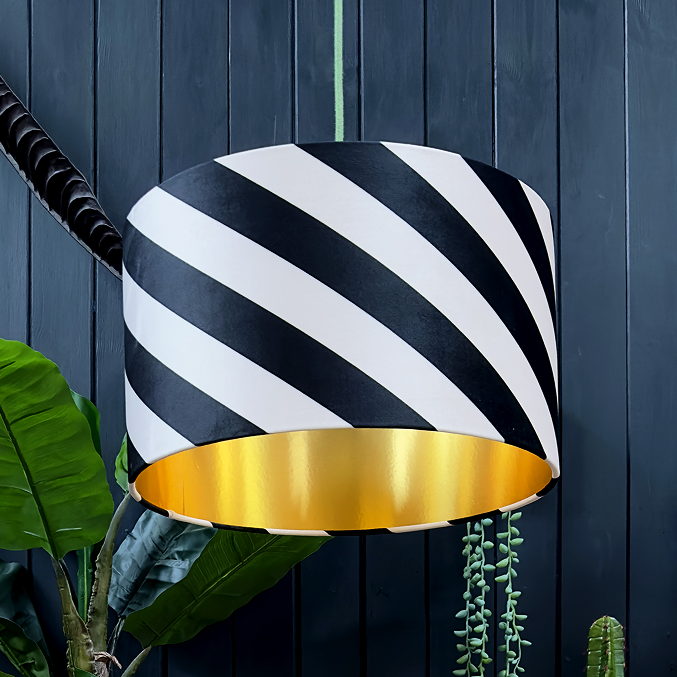 love frankie Helter skelter lampshade in liquorice with gold lining