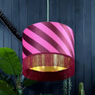 love frankie Raspberry Ripple Helter Skelter Velvet Lampshades With Gold Foil Lining and Fringing