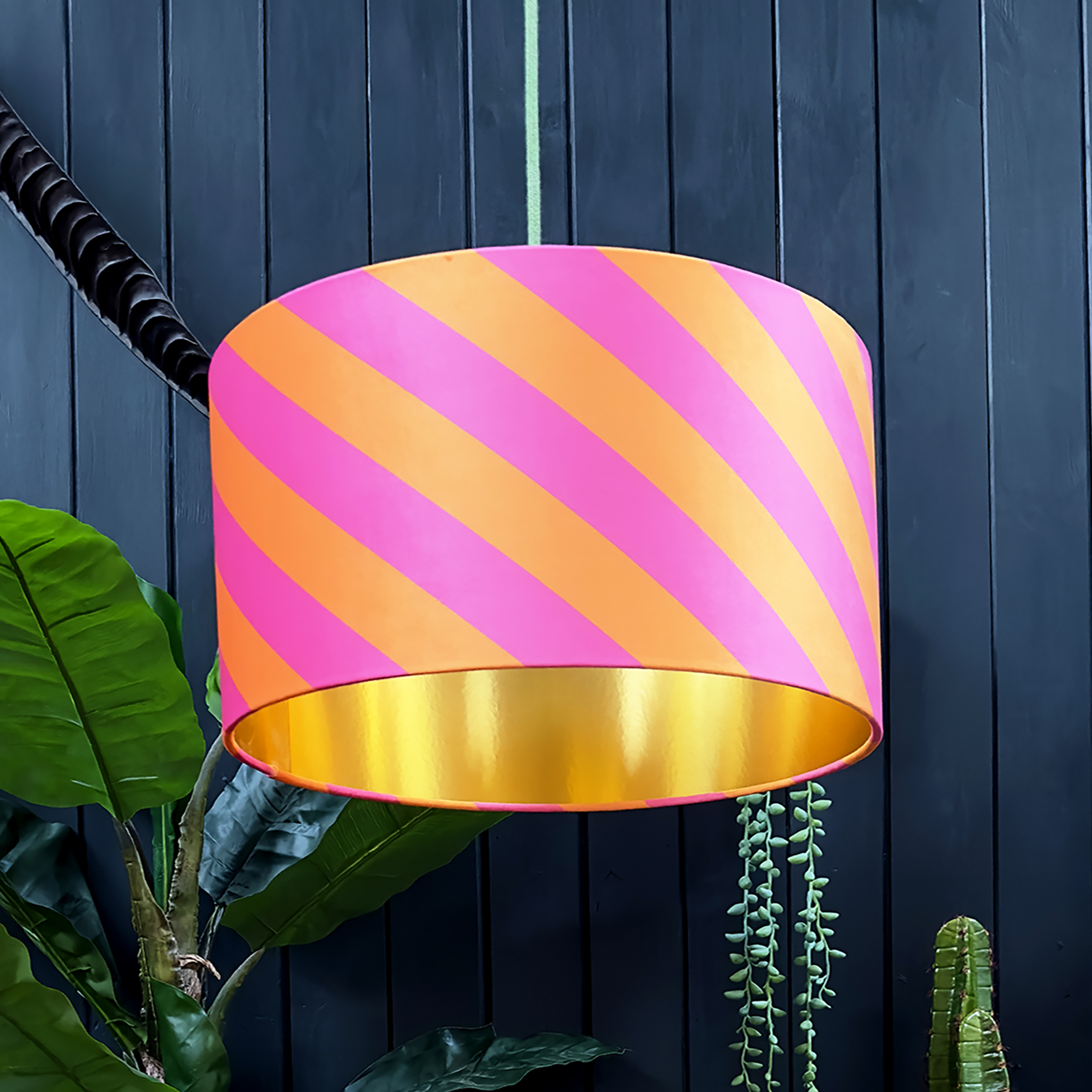 love frankie Helter skelter lampshade in Tutti Frutti with gold lining