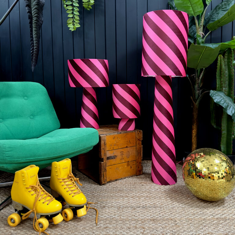 love frankie helter skelter lamps in raspberry ripple