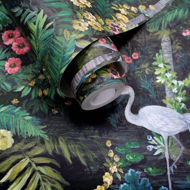 Flight of The Cranes Charcoal Wallpaper