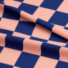 Love Frankie Fabric - Checkmate Checkerboard Fabric in Peach Fuzz - Peach & Indigo