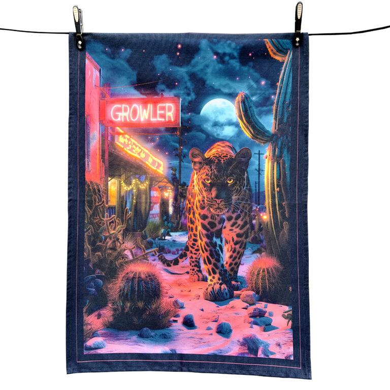 Love Frankie Leopard Tea Towel "Growler" cut out