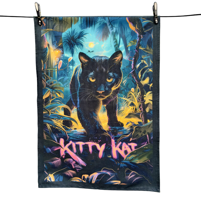 Love Frankie Kitty Kat Panther Tea Towel cut out