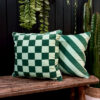 Apple Sours Green Reversible Checkmate Checkerboard & Helter Skelter Stripe Cushions
