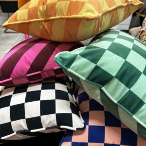 Reversible Checkmate Checker board & Helter Skelter Striped Cushions