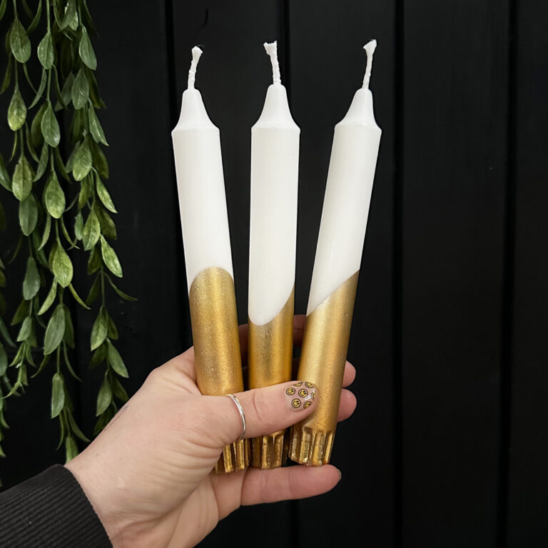 Ivory and Gold Dipped Candles