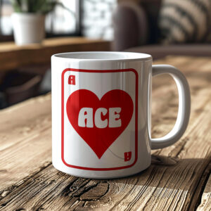 "You are Ace" Playing Cards Mug. Ace of Hearts Designed by Love Frankie and printed in the UK.