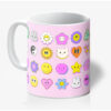 You're a Q-T. Cutie Emoji Kawaii Pink Mugs Designed by Love Frankie and printed in the UK.