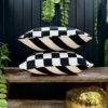 Liquorice Black and White Reversible Checkmate Checkerboard & Helter Skelter Stripe Cushions
