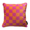 love frankie Pink and Orange Reversible Checkmate Checkerboard & Helter Skelter Stripe Cushions - Cut Out