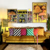 Reversible Checkmate Checkerboard & Helter Skelter Stripe Cushions. 6 colours available