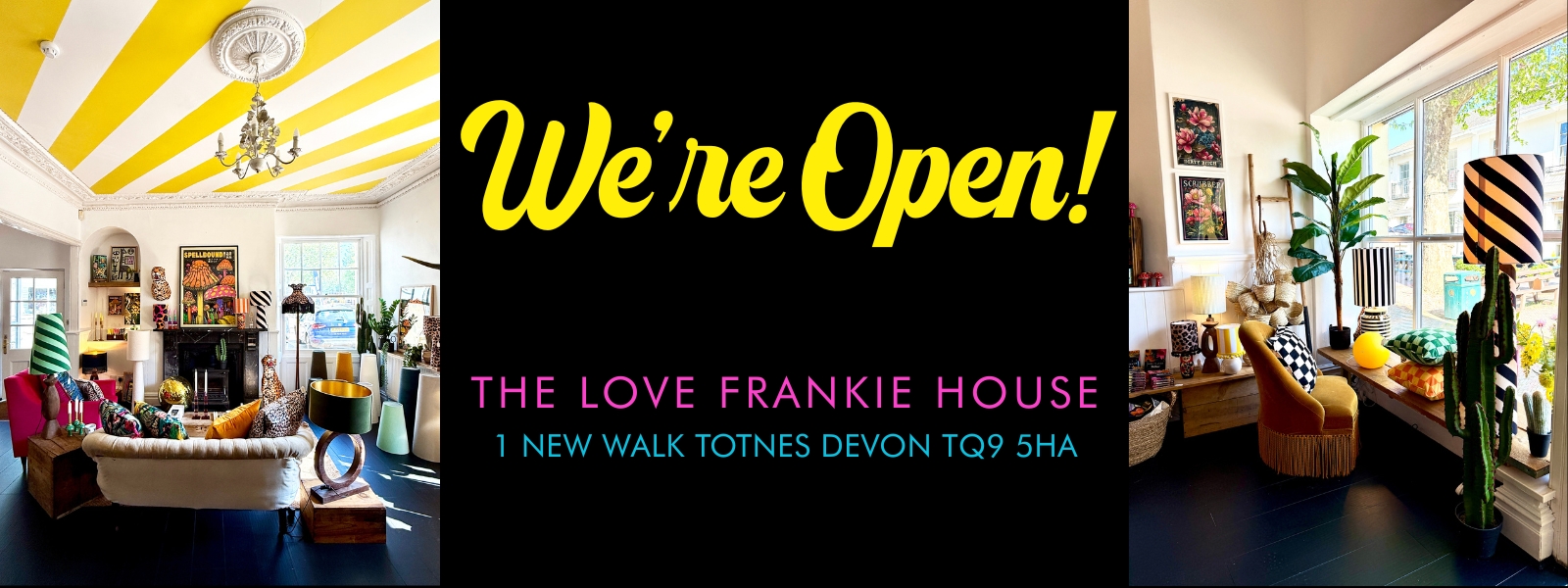 The All New Love Frankie House is Open. Visit Us: 1 New Walk, Totnes, Devon, TQ9 5HA