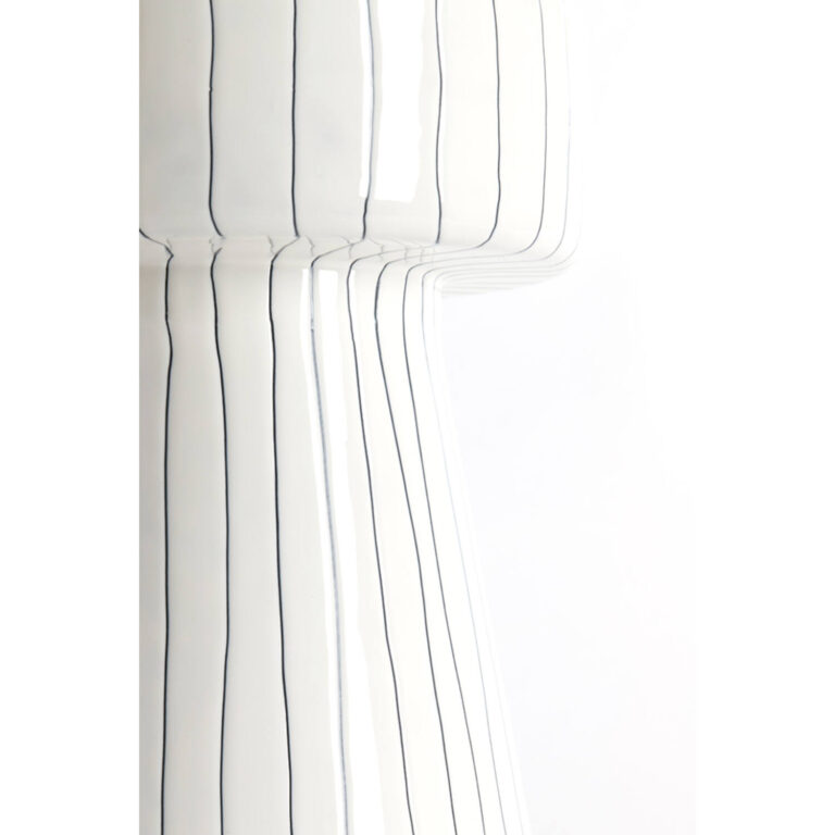 White Organic Striped Side Table Medium