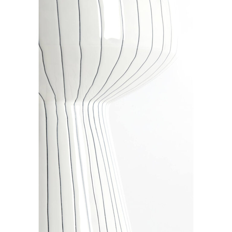 White Organic Striped Side Table Large