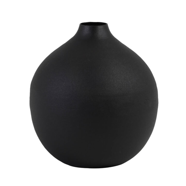 Round Metal Vase - Matt Black
