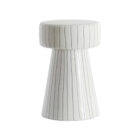 White Organic Striped Side Table Medium