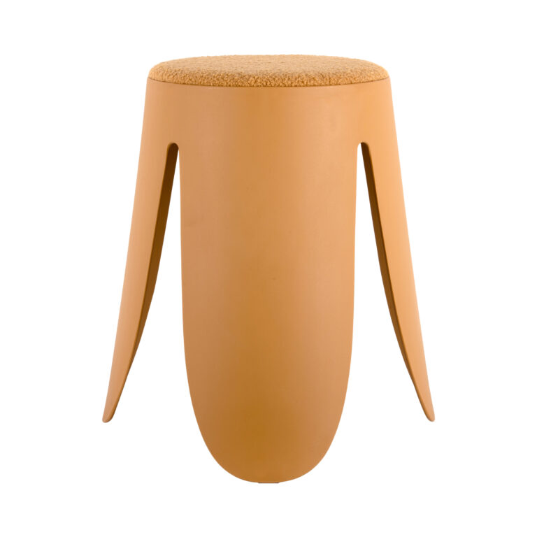 Padded Boucle Stool in Mustard