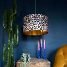 Jaguar Print Velvet Lampshade with Gold Lining from Love Frankie