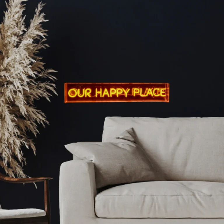 Our Happy Place Neon Light Box in Yellow
