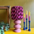 Tilted Stripe Gathered Shades - Raspberry Ripple