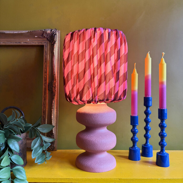Tilted Stripe Gathered Shades - Raspberry Ripple - Light on