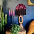 Betty – Vintage Fringed Dome Lampshade in Neon Leopard Velvet | Handmade Soft Shade | Retro Tasselled Lighting | Ceiling or Table Lamp