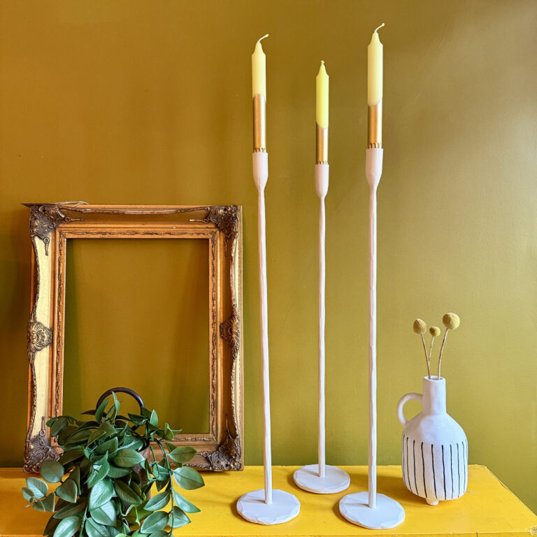 stem candle holder in ivory